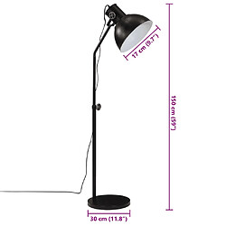 vidaXL Lampadaire 25 W noir 30x30x90-150 cm E27 pas cher