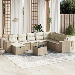 Maison Chic Salon de jardin avec coussins 9 pcs, Ensemble Tables et chaises de jardin, beige résine tressée -GKD821560