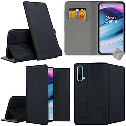 Htdmobiles Housse etui portefeuille avec coque intérieure en silicone pour OnePlus Nord CE 5G + film ecran - NOIR MAGNET