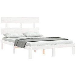 Acheter Maison Chic Cadre/structure de lit avec tête de lit pour adulte - Lit Moderne Chambre blanc 140x200 cm bois massif -MN51843