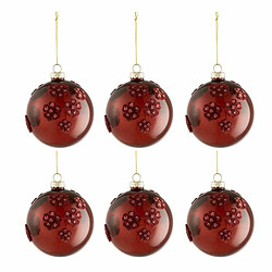 Paris Prix Lot de 6 Boules de Noël Fleurs Verre 8cm Marron