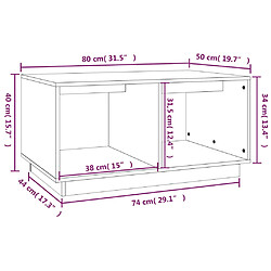 vidaXL Table basse Noir 80x50x40 cm Bois massif de pin pas cher