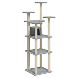 Helloshop26 Arbre à chat meuble tour grimper jouet grattage grattoir escalade plateforme avec griffoirs en sisal clair 171 cm gris 02_0022589