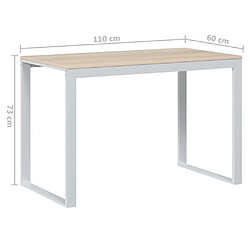 vidaXL Bureau d'ordinateur Blanc et chêne 110x60x73 cm Aggloméré pas cher