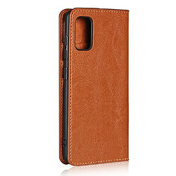 Etui en cuir véritable peau de cheval fou marron pour votre Samsung Galaxy A41 (Global Version)