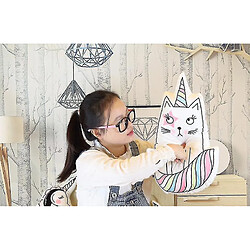 Universal Coussins d'oreiller de 50 cm Cat Coussin, animal peluche enfants décoration de chambre, oreiller pour enfants (blanc)