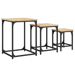 Maison Chic Lot de 3 Tables basses gigognes pour salon | Table à café chêne sonoma bois d'ingénierie -GKD53141