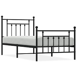 Maison Chic Lit adulte - Lit simple Cadre de lit métal avec tête de lit/pied de lit,Structure du lit Contemporain pour chambre noir 90x200 cm -MN30432