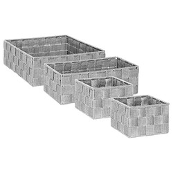 Lot de 4 Paniers de Rangement Déco - Gris Clair