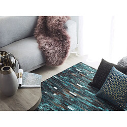 Avis Beliani Tapis en cuir marron et bleu 160 x 230 cm KISIR