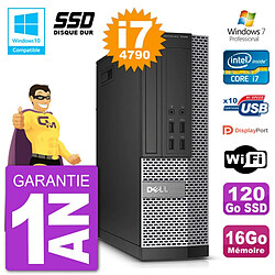 PC Dell 7020 SFF Intel i7-4790 RAM 16Go SSD 120Go Graveur DVD Wifi W7 - Occasion