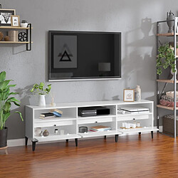 Avis Maison Chic Meuble TV scandinave - Banc TV pour salon blanc brillant 150x30x44,5 cm bois d'ingénierie -MN62657