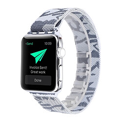 Acheter Wewoo Bracelet de montre-bracelet en acier imprimé pour Apple Watch séries 3 et 2 et 1 38 mm (argent camouflage)