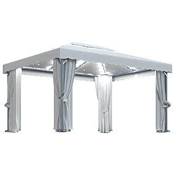 Maison Chic Tonnelle | Pergola et rideau et guirlande lumineuse LED 4x3 m Blanc crème -GKD30321