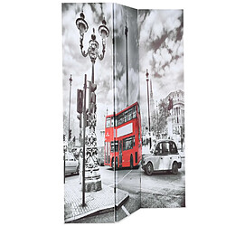 Helloshop26 Paravent séparateur de pièce cloison de séparation décoration meuble 120 cm bus londonien noir et blanc 0802034