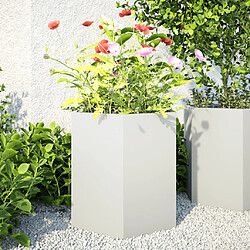 vidaXL Jardinières 2 pcs blanc hexagone 46x40x45 cm acier