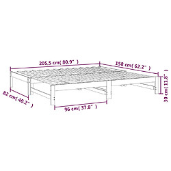 vidaXL Lit coulissant sans matelas gris 2x(80x200)cm pas cher