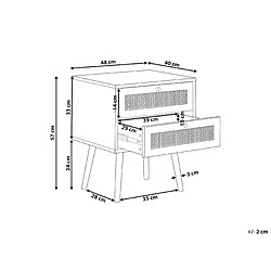 Avis Beliani Table de nuit à 2 tiroirs Bois clair PEROTE