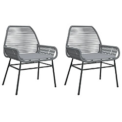 vidaXL Chaises de jardin lot de 2 avec coussins gris résine tressée