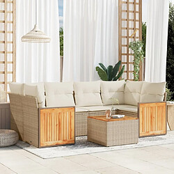 Maison Chic Salon de jardin avec coussins 7 pcs | Ensemble de Table et chaises | Mobilier d'Extérieur beige résine tressée -GKD78496