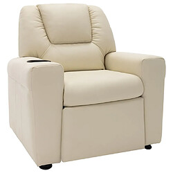 vidaXL Fauteuil inclinable enfants Similicuir Blanc crème