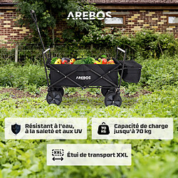 Acheter AREBOS Chariot de jardin pliable, Chariot de transport à main, Avec barre de poussée, Pliable, Noir