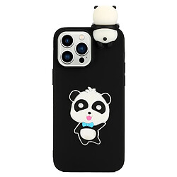 Coque en silicone Motif de dessin animé 3D, anti-chutte, anti-goutte pour votre iPhone 14 Pro - Panda à arc bleu