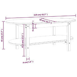 vidaXL Table basse Blanc 110x55x45 cm Bois massif de pin pas cher