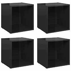 Maison Chic Meubles TV 4 pcs pour salon Noir brillant 37x35x37 cm Aggloméré -MN89498