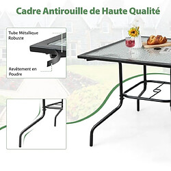 Avis Helloshop26 Table de jardin carrée en verre trempé trou de parasol 38mm pour 4 personnes table d'appoint pour patio piscine balcon 20_0005129