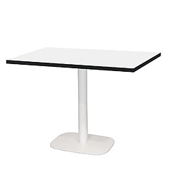 Restootab Table 120x70cm - modèle Round pied blanc blanc chants noir