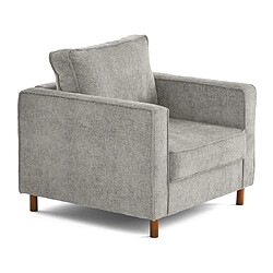 Lisa Design Jake - fauteuil en tissu velours relief - pieds en bois foncé