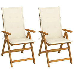 vidaXL Chaises inclinables de jardin lot de 2 et coussins Bois acacia