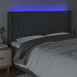 Avis Maison Chic Tête de lit scandinave à LED,meuble de chambre Gris foncé 183x16x118/128 cm Tissu -MN26244