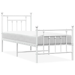 vidaXL Cadre de lit métal sans matelas avec pied de lit blanc 75x190cm