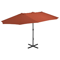 vidaXL Parasol d'extérieur avec poteau en aluminium terre cuite