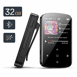 32 Go Portable Mini Clip Lecteur Mp3 Bluetooth-5.0 Musique Hifi Son Lecteur Audio Avec Radio Fm Podomètre Fonction 32 Go Noir