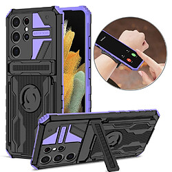 Coque en TPU ENKAY poids léger avec béquille et brassard de sport violet pour votre Samsung Galaxy S21 Ultra 5G