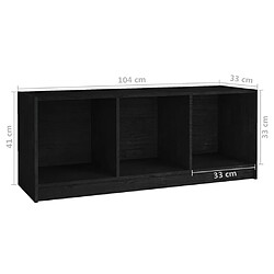 vidaXL Meuble TV Noir 104x33x41 cm Bois de pin massif pas cher