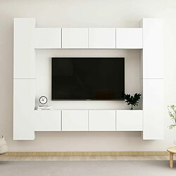 Maison Chic Ensemble de meubles TV 8 pcs | Banc TV Moderne pour salon | Meuble de Rangement - Blanc Aggloméré -MN44581