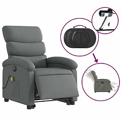 Maison Chic Fauteuil Relax pour salon, Fauteuil inclinable de massage électrique Gris foncé Tissu -GKD69187 pas cher