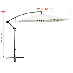 vidaXL Parasol de jardin en porte-à-faux 3 m blanc sable pas cher