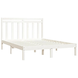 Avis vidaXL Cadre de lit sans matelas blanc 140x190 cm bois massif