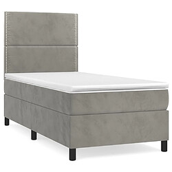 vidaXL Sommier à lattes de lit et matelas Gris clair 100x200cm Velours