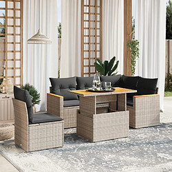 vidaXL Salon de jardin 6 pcs avec coussins gris résine tressée