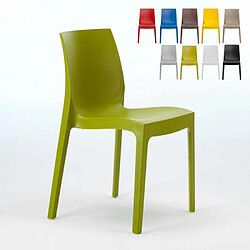 22 Chaises Rome Grand Soleil en polypropylène empilables pour bar et café, Couleur: Anis vert