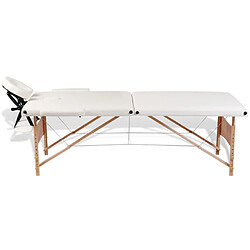 Acheter vidaXL Table de massage pliable Blanc crème 2 zones avec cadre en bois