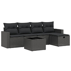 Maison Chic Ensemble Tables et chaises d'extérieur 6pcs avec coussins,Salon de jardin noir résine tressée -GKD183680