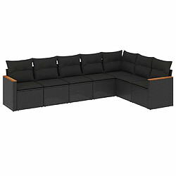 Maison Chic Salon de jardin 7 pcs avec coussins | Ensemble de Table et chaises | Mobilier d'Extérieur noir résine tressée -GKD84634