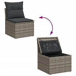 Avis vidaXL Salon de jardin avec coussins 7 pcs gris résine tressée